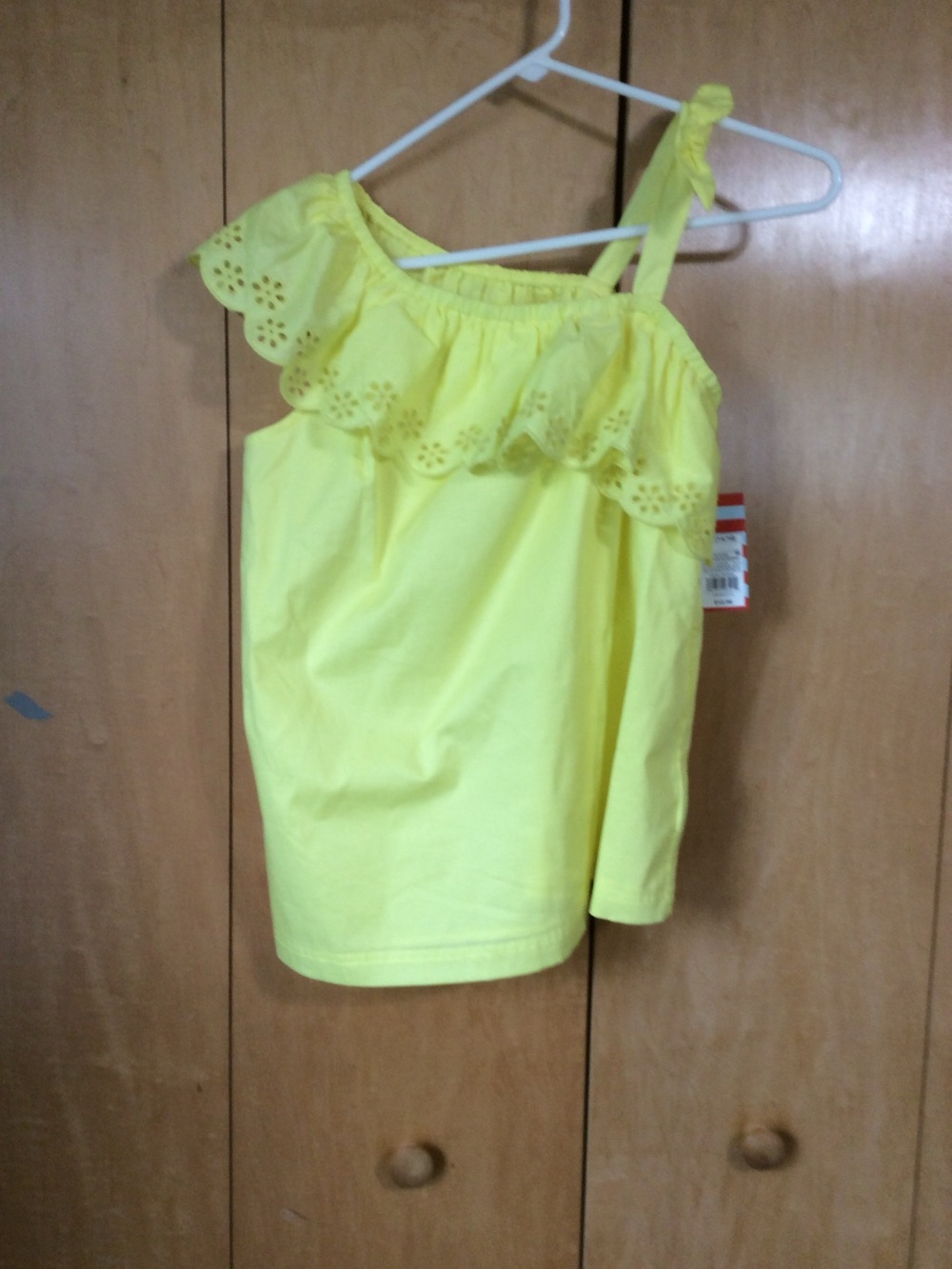 Cat & Jack  Bright Yellow One-Shoulder Eyelet Ruffle top